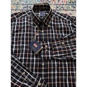 NWT T.Harris London Men's Plaid 100% Cotton Button Down Shirt Size Small